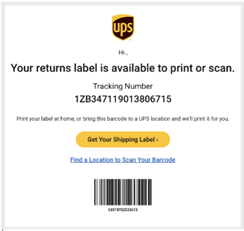 Sample UPS label